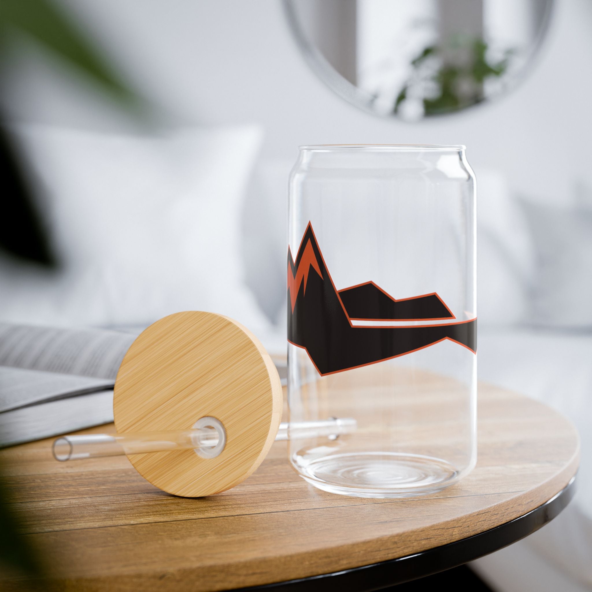 Stylish Mountain Design Sipper Glass - 16oz Eco-Friendly Drinkware
